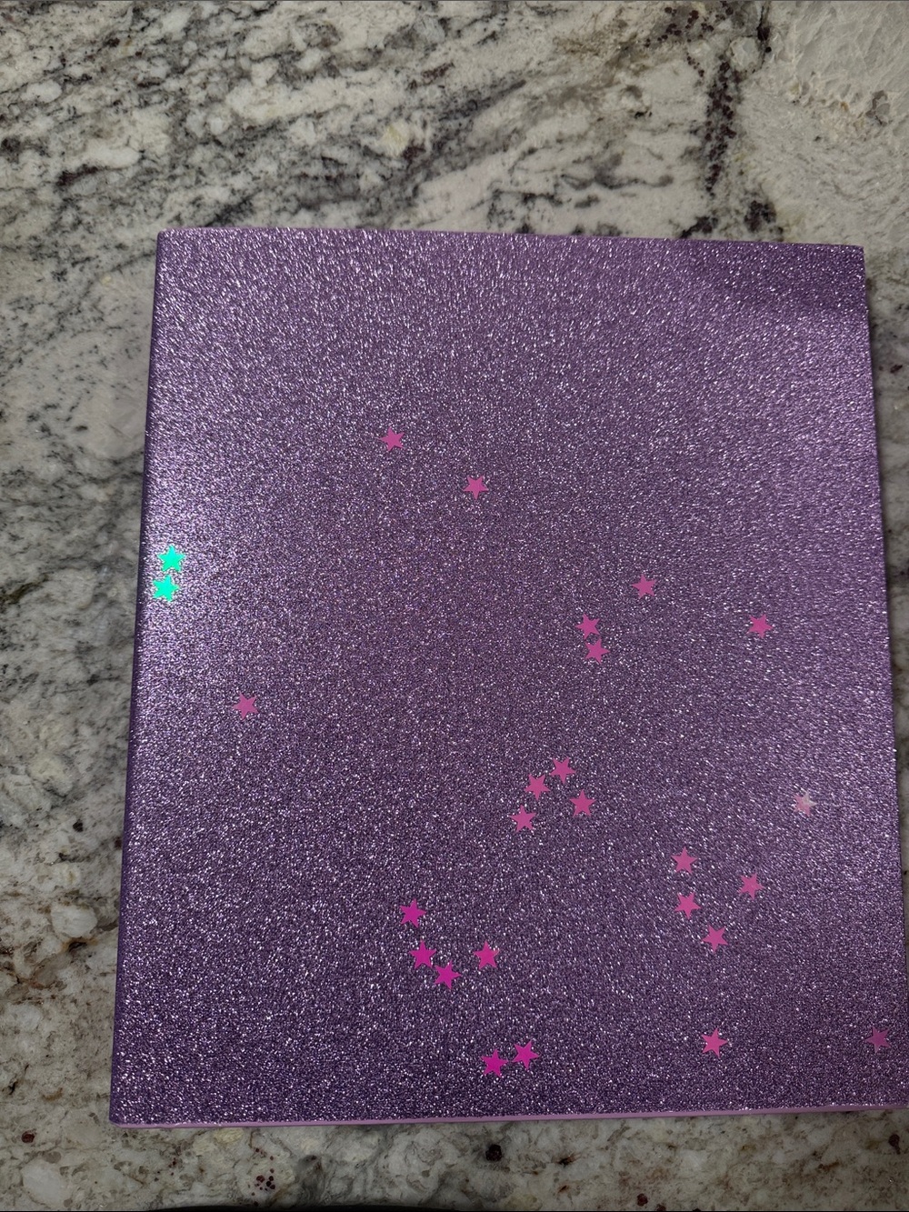 Purple Glitter with pink Stars 3-ring binder